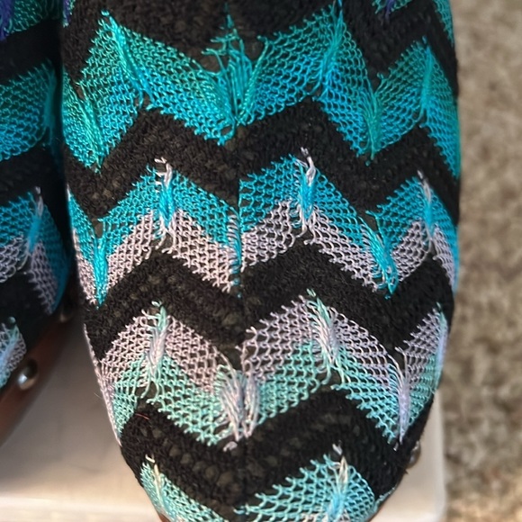 MISSONI Women’s ZigZag Black Blue Purple Fabric Leather Clogs Made in Italy 7.5 - Picture 13 of 16